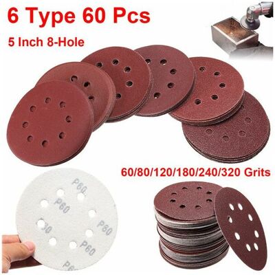 ZVD Almohadilla De Disco De Pulido Para Lijado De Papel De Lija, 60 Uds., 125mm, Grano De 8 Orificios, 60-320 ZVD Almohadilla De Disco De Pulido Para Lijado De Papel De Lija, 60 Uds., 125mm, Grano De 8 Orificios, 60-320
