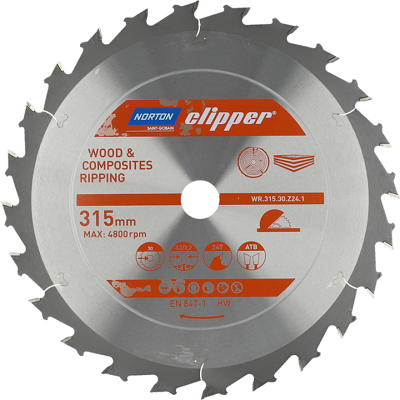 Norton 315mm x 30mm x 24Z Sierra Circular - Madera y Compuestos Norton 315mm x 30mm x 24Z Sierra Circular - Madera y Compuestos