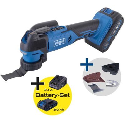 Herramienta Multifuncional Inalámbrica C-mt40-x - Para Serrar, Cortar, Raspar, Lijar - Scheppach 20v Ixes - Batería 2ah + Cargador 2.4a Herramienta Multifuncional Inalámbrica C-mt40-x - Para Serrar, Cortar, Raspar, Lijar - Scheppach 20v Ixes - Batería 2ah + Cargador 2.4a