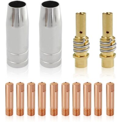DPZO Accesorios De 0,8 Mm (14 Piezas) Para Antorcha De Soldadura Mig Mb15ak: Boquilla De Gas De Contacto Para Antorcha, Soporte Para Difusor Y Puntas De Contacto De Cobre Para Consumibles De Antorcha De So DPZO Accesorios De 0,8 Mm (14 Piezas) Para Antorcha De Soldadura Mig Mb15ak: Boquilla De Gas De Contacto Para Antorcha, Soporte Para Difusor Y Puntas De Contacto De Cobre Para Consumibles De Antorcha De So