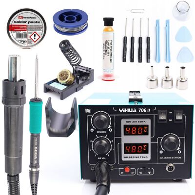 OEM Estación De Soldadura Profesional 2 En 1 De Aire Caliente + Sistema T12 Yihua 706 Ii + Juego De Accesorios OEM Estación De Soldadura Profesional 2 En 1 De Aire Caliente + Sistema T12 Yihua 706 Ii + Juego De Accesorios