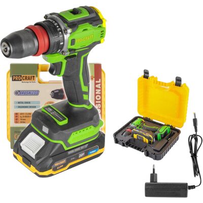 Taladro Atornillador A Batería Procraft Pa18pro Dfr-1b-c 20 V 30 Nm Sin Escobillas + 1 Batería De 2,0 Ah + Cargador + Maletín Taladro Atornillador A Batería Procraft Pa18pro Dfr-1b-c 20 V 30 Nm Sin Escobillas + 1 Batería De 2,0 Ah + Cargador + Maletín