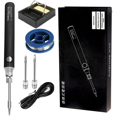 OEM Kit De Soldador, Herramientas De Soldadura De 8 W Con Temperatura Ajustable De 330 A 450 ℃, Soldador Eléctrico Inalámbrico, Cable De Carga Usb, Soporte De Soldadura, 3 Puntas Para Soldar Y OEM Kit De Soldador, Herramientas De Soldadura De 8 W Con Temperatura Ajustable De 330 A 450 ℃, Soldador Eléctrico Inalámbrico, Cable De Carga Usb, Soporte De Soldadura, 3 Puntas Para Soldar Y