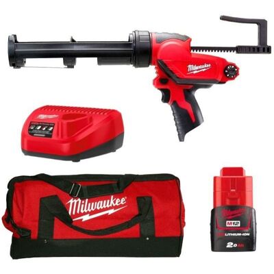 Milwaukee Pistola de Calafatear - Compacta 310ml, 12V, 2Ah Milwaukee Pistola de Calafatear - Compacta 310ml, 12V, 2Ah