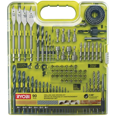 Set de 90 piezas Ryobi RAKDD90 - Taladro y Destornillador Set de 90 piezas Ryobi RAKDD90 - Taladro y Destornillador