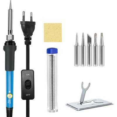OEM Soldador De 60 W, Temperatura Ajustable, Kit De Puntas De Soldadura Antiescaldaduras, Color Negro, Para Soldadura De Placas De Circuitos Impresos -crezuo OEM Soldador De 60 W, Temperatura Ajustable, Kit De Puntas De Soldadura Antiescaldaduras, Color Negro, Para Soldadura De Placas De Circuitos Impresos -crezuo