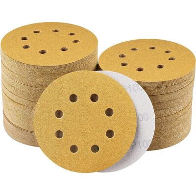CSPARKV 100 Discos Abrasivos De 125 Mm, Grano 100 Disco De Lijado De 8 Agujeros Para Lijadoras Orbitales Aleatorias CSPARKV 100 Discos Abrasivos De 125 Mm, Grano 100 Disco De Lijado De 8 Agujeros Para Lijadoras Orbitales Aleatorias
