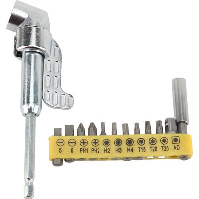 GRID COOL Adaptador De Taladro De Acero En Ángulo Recto De 105 Grados, Extensión De Taladro Con 12 Puntas De Destornillador Para Taladros Y Atornilladores De Impacto. GRID COOL Adaptador De Taladro De Acero En Ángulo Recto De 105 Grados, Extensión De Taladro Con 12 Puntas De Destornillador Para Taladros Y Atornilladores De Impacto.
