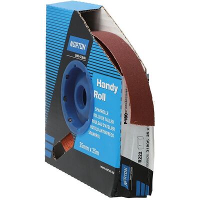 Saint-Gobain R222 Rollo de Abrasivo - 25mm x 25m, P180 Saint-Gobain R222 Rollo de Abrasivo - 25mm x 25m, P180