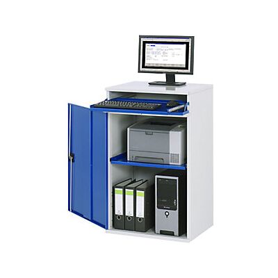 RAU Estación de trabajo para ordenador - Estante ajustable, Gris luminoso / Azul genciana RAU Estación de trabajo para ordenador - Estante ajustable, Gris luminoso / Azul genciana