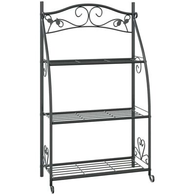 HELLOSHOP26 Estantería De Flores De 3 Niveles Con Amplio Espacio Para Decoración De Interiores O Patio 56 X 30 X 96 Cm Acero Negro 020046611 HELLOSHOP26 Estantería De Flores De 3 Niveles Con Amplio Espacio Para Decoración De Interiores O Patio 56 X 30 X 96 Cm Acero Negro 020046611