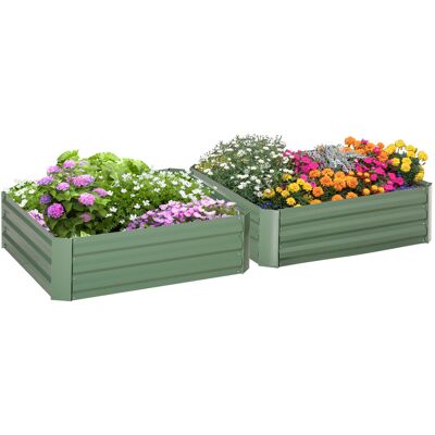 JHY DESIGN Conjunto De 2 Jardineras Elevadas, Dimensiones 100 Cm De Largo X 100 Cm De Ancho X 30 Cm De Alto - Chapa De Acero Corrugado Verde JHY DESIGN Conjunto De 2 Jardineras Elevadas, Dimensiones 100 Cm De Largo X 100 Cm De Ancho X 30 Cm De Alto - Chapa De Acero Corrugado Verde