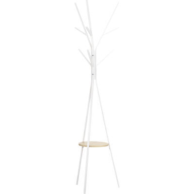 JHY DESIGN Perchero Metálico Tipo Árbol, 9 Ganchos, Estante, Estilo Vintage, 45x45x180 Cm, Blanco JHY DESIGN Perchero Metálico Tipo Árbol, 9 Ganchos, Estante, Estilo Vintage, 45x45x180 Cm, Blanco