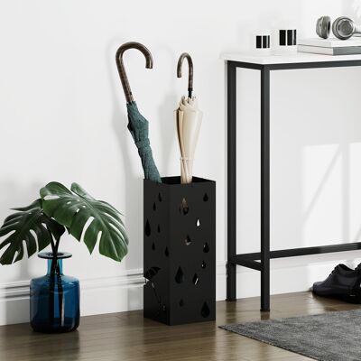 TORMATOR Paragüero Negro Paragüero De Acero Con 4 Ganchos Y Bandeja De Goteo Extraíble Para Pasillo Entrada 15,5x15,5x41 Cm TORMATOR Paragüero Negro Paragüero De Acero Con 4 Ganchos Y Bandeja De Goteo Extraíble Para Pasillo Entrada 15,5x15,5x41 Cm
