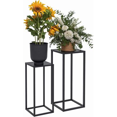 JHY DESIGN Soporte Para Plantas, Juego De 2, Diseño Escandinavo, Estructura Metálica, 58,5/65 Cm De Altura, Negro. JHY DESIGN Soporte Para Plantas, Juego De 2, Diseño Escandinavo, Estructura Metálica, 58,5/65 Cm De Altura, Negro.