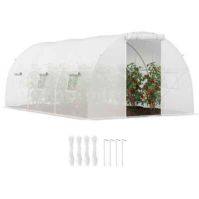 JHY DESIGN Serra A Tunnel Da 13,5 M² Con 6 Finestre, Porta Avvolgibile Con Cerniera, Telaio In Acciaio Zincato, Telo Di Copertura In Pe Bianco Da 4,5 X 3 X 2 M. JHY DESIGN Serra A Tunnel Da 13,5 M² Con 6 Finestre, Porta Avvolgibile Con Cerniera, Telaio In Acciaio Zincato, Telo Di Copertura In Pe Bianco Da 4,5 X 3 X 2 M.