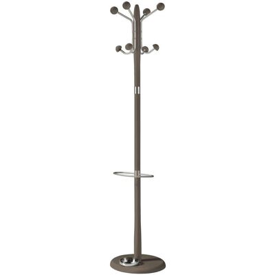 Herdasa - Perchero Mod. 421 Con Paragüero Herrajes En Cromo Satinado Lacado Moka, 180 Cm(alto)37 Cm(ancho)37 Cm(largo) Herdasa - Perchero Mod. 421 Con Paragüero Herrajes En Cromo Satinado Lacado Moka, 180 Cm(alto)37 Cm(ancho)37 Cm(largo)