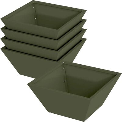 HELLOSHOP26 Lote De 5 Macetas De Jardín Trapezoidales Modernas De 35 X 35 X 15 Cm De Acero Verde Oliva 020052361 HELLOSHOP26 Lote De 5 Macetas De Jardín Trapezoidales Modernas De 35 X 35 X 15 Cm De Acero Verde Oliva 020052361