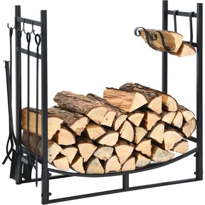 Costway Juego De 5 Estantes Para Leña De Chimenea, Soporte Para Leña Tradicional Portaleña De Diseño Vintage, Organizador De Leña De 76 Cm Con Soportes Y Pala, Atizador, Pinzas, Cepillo Costway Juego De 5 Estantes Para Leña De Chimenea, Soporte Para Leña Tradicional Portaleña De Diseño Vintage, Organizador De Leña De 76 Cm Con Soportes Y Pala, Atizador, Pinzas, Cepillo