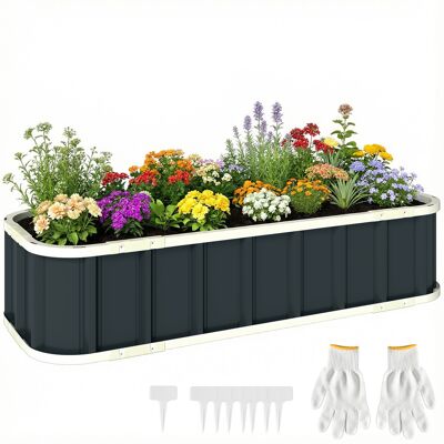 JHY DESIGN Huerto Elevado De Acero Con Fijaciones De Clic, Borde Plegado, Estructura Para Cultivo En Frío, 136 X 52 X 31 Cm, Gris Oscuro. JHY DESIGN Huerto Elevado De Acero Con Fijaciones De Clic, Borde Plegado, Estructura Para Cultivo En Frío, 136 X 52 X 31 Cm, Gris Oscuro.