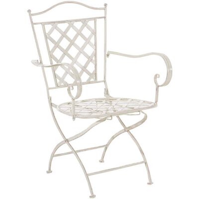 DÉCOSHOP26 Silla De Jardín De Hierro Forjado Envejecido Color Crema Con Reposabrazos Mdj10075 DÉCOSHOP26 Silla De Jardín De Hierro Forjado Envejecido Color Crema Con Reposabrazos Mdj10075