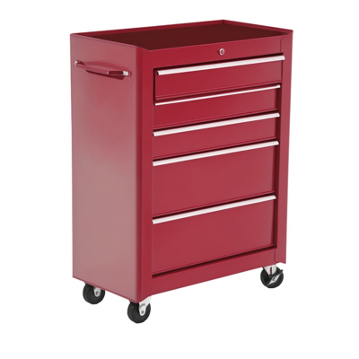 JHY DESIGN Carro De Herramientas Con Ruedas, Carro De Taller De Acero Con 5 Cajones Con Cerradura Y 2 Llaves, 61,5 X 33 X 82,5 Cm, Rojo. JHY DESIGN Carro De Herramientas Con Ruedas, Carro De Taller De Acero Con 5 Cajones Con Cerradura Y 2 Llaves, 61,5 X 33 X 82,5 Cm, Rojo.