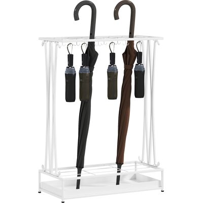 JHY DESIGN Paragüero Moderno De Acero, 21 Ranuras Y 24 Ganchos, Bandeja Recogegotas Extraíble Para Entrada, 50 X 24 X 68 Cm, Blanco JHY DESIGN Paragüero Moderno De Acero, 21 Ranuras Y 24 Ganchos, Bandeja Recogegotas Extraíble Para Entrada, 50 X 24 X 68 Cm, Blanco