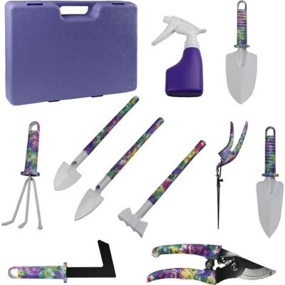 OEM Juego De 10 Herramientas De Jardinería De Aluminio Con Estampado Floral, Que Incluye Paleta, Rastrillo, Etc. OEM Juego De 10 Herramientas De Jardinería De Aluminio Con Estampado Floral, Que Incluye Paleta, Rastrillo, Etc.