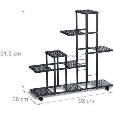 HELLOSHOP26 Estantería Para Plantas Diseño Moderno 9 Espacios 93 X 30 X 130 Cm Con Ruedas Y Frenos De Acero Negro 130015108 HELLOSHOP26 Estantería Para Plantas Diseño Moderno 9 Espacios 93 X 30 X 130 Cm Con Ruedas Y Frenos De Acero Negro 130015108