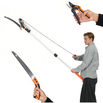 JHY DESIGN Sierra De Mano 2 En 1 Con Mango Telescópico De Aluminio De 2-3 M, Sierra De Poda Y Tijeras De Podar Con Bloqueo De Seguridad. JHY DESIGN Sierra De Mano 2 En 1 Con Mango Telescópico De Aluminio De 2-3 M, Sierra De Poda Y Tijeras De Podar Con Bloqueo De Seguridad.