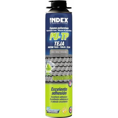 Index Espuma De Poliuretano Para La Fijación De Tejas - Aplicación Con Pistola - Color Gris 750 Ml - Caja De 12 Index Espuma De Poliuretano Para La Fijación De Tejas - Aplicación Con Pistola - Color Gris 750 Ml - Caja De 12