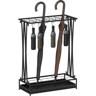 JHY DESIGN Paragüero Moderno De Acero, 21 Ranuras Y 24 Ganchos, Bandeja Recogegotas Extraíble Para Entrada, 50 X 24 X 68 Cm, Negro JHY DESIGN Paragüero Moderno De Acero, 21 Ranuras Y 24 Ganchos, Bandeja Recogegotas Extraíble Para Entrada, 50 X 24 X 68 Cm, Negro