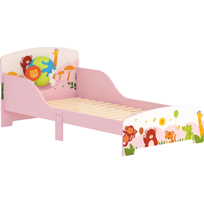 JHY DESIGN Lettino Da Pavimento Per Bambini Con Stampa Animalier, 140 X 70 Cm, Con Base Bassa E Sicura A Doghe In Legno, Rosa JHY DESIGN Lettino Da Pavimento Per Bambini Con Stampa Animalier, 140 X 70 Cm, Con Base Bassa E Sicura A Doghe In Legno, Rosa