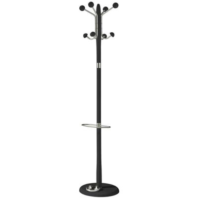 Herdasa - Perchero Mod. 421 Con Paragüero Herrajes En Cromo Satinado Lacado Negro, 180 Cm(alto)37 Cm(ancho)37 Cm(largo) Herdasa - Perchero Mod. 421 Con Paragüero Herrajes En Cromo Satinado Lacado Negro, 180 Cm(alto)37 Cm(ancho)37 Cm(largo)