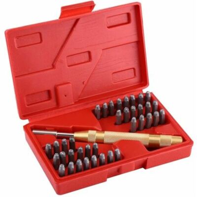 Kit De Estampado De Letras Y Números De Acero Ensoleille De 38 Piezas, Punzón Automático De 3 Mm Para Marcar Metal, Cuero Y Madera, Peso 510 G. Kit De Estampado De Letras Y Números De Acero Ensoleille De 38 Piezas, Punzón Automático De 3 Mm Para Marcar Metal, Cuero Y Madera, Peso 510 G.