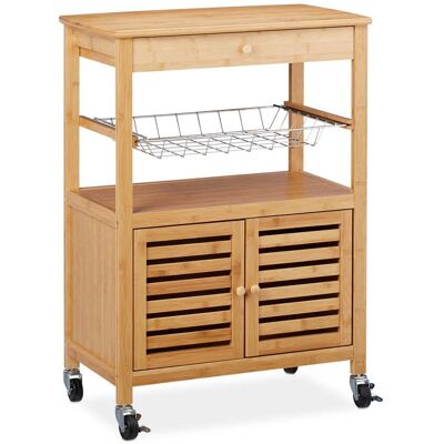 HELLOSHOP26 Carrito De Cocina Moderno Multiusos Con Ruedas 80 X 40 X 85 Cm De Bambú Natural 130005650 HELLOSHOP26 Carrito De Cocina Moderno Multiusos Con Ruedas 80 X 40 X 85 Cm De Bambú Natural 130005650