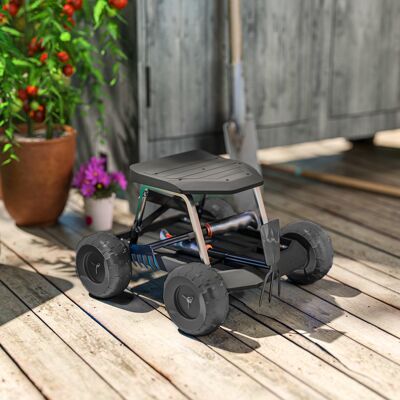 LIIYIELA Asiento De Jardín Con Ruedas Taburete De Jardinería Con Bandeja De Herramientas Carga 130 Kg 50x49x32 Cm Negro LIIYIELA Asiento De Jardín Con Ruedas Taburete De Jardinería Con Bandeja De Herramientas Carga 130 Kg 50x49x32 Cm Negro
