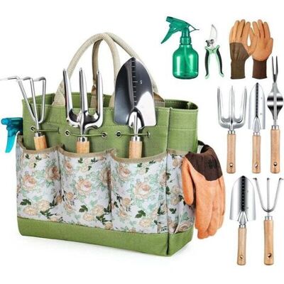 LARGEIGHT Juego De Herramientas De Jardinería Alovez De 9 Piezas De Acero Inoxidable Con Bolsa De Almacenamiento, Regadera, Guantes Y Kit De Jardinería. Regalo Ideal Para Hombres Y Mujeres. LARGEIGHT Juego De Herramientas De Jardinería Alovez De 9 Piezas De Acero Inoxidable Con Bolsa De Almacenamiento, Regadera, Guantes Y Kit De Jardinería. Regalo Ideal Para Hombres Y Mujeres.