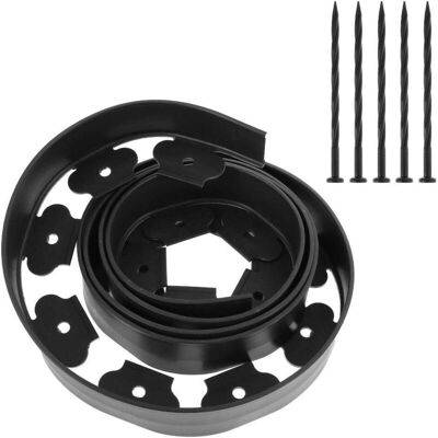 SIOKS Bordillo Flexible Para Jardín, Bordes De Plástico, Borde De Jardín De Plástico, Con 15 Clavos De Fijación, 5 M De Longitud, Negro - Fei Yu SIOKS Bordillo Flexible Para Jardín, Bordes De Plástico, Borde De Jardín De Plástico, Con 15 Clavos De Fijación, 5 M De Longitud, Negro - Fei Yu
