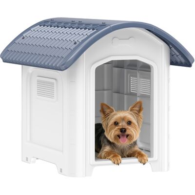 JHY DESIGN Cuccia Per Cani Da Esterno, In Plastica, Con Pavimento Rialzato E Rimovibile, Tetto Impermeabile, Colore Grigio. JHY DESIGN Cuccia Per Cani Da Esterno, In Plastica, Con Pavimento Rialzato E Rimovibile, Tetto Impermeabile, Colore Grigio.