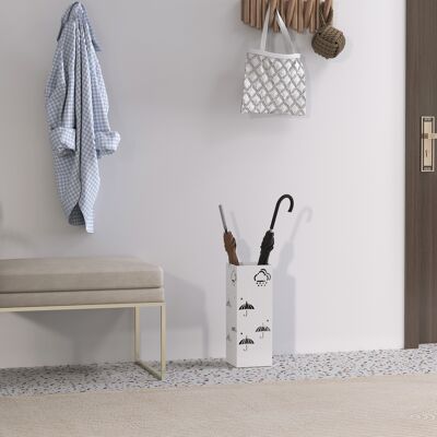 LIIYIELA Paragüero De Acero Con Bandeja Recoge Gotas Ganchos Para Paraguas Plegables Y Diseño Decorativo 15,5x15,5x41 Cm Blanco LIIYIELA Paragüero De Acero Con Bandeja Recoge Gotas Ganchos Para Paraguas Plegables Y Diseño Decorativo 15,5x15,5x41 Cm Blanco