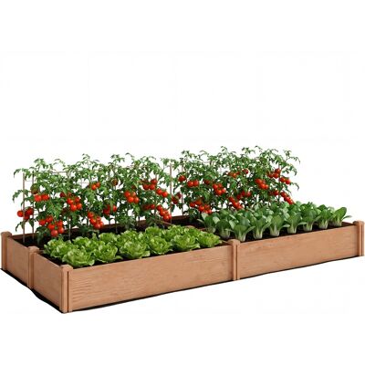 TREETALK Huerto Elevado De Madera Con 4 Zonas De Cultivo, Fondo Abierto, Montaje Sin Herramientas, 234x109x25 Cm, Marrón Claro. TREETALK Huerto Elevado De Madera Con 4 Zonas De Cultivo, Fondo Abierto, Montaje Sin Herramientas, 234x109x25 Cm, Marrón Claro.