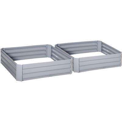 JHY DESIGN Conjunto De 2 Jardineras Elevadas, Dimensiones 100 Cm De Largo X 100 Cm De Ancho X 30 Cm De Alto - Chapa De Acero Corrugado Gris. JHY DESIGN Conjunto De 2 Jardineras Elevadas, Dimensiones 100 Cm De Largo X 100 Cm De Ancho X 30 Cm De Alto - Chapa De Acero Corrugado Gris.