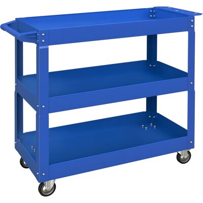 TREETALK Carro De Taller De Acero Con 3 Estantes, Ruedas Y Asa, Carga Máxima 150 Kg, 83 X 35,3 X 76 Cm, Acero Azul. TREETALK Carro De Taller De Acero Con 3 Estantes, Ruedas Y Asa, Carga Máxima 150 Kg, 83 X 35,3 X 76 Cm, Acero Azul.