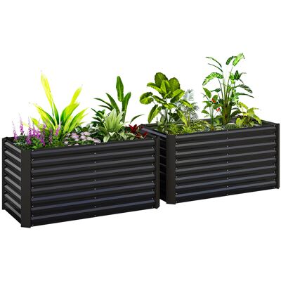 JHY DESIGN Juego De 2 Jardineras Elevadas, Tipo Macetero, Extra Profundas, De Metal, 120 X 60 X 60 Cm, Gris Oscuro. JHY DESIGN Juego De 2 Jardineras Elevadas, Tipo Macetero, Extra Profundas, De Metal, 120 X 60 X 60 Cm, Gris Oscuro.