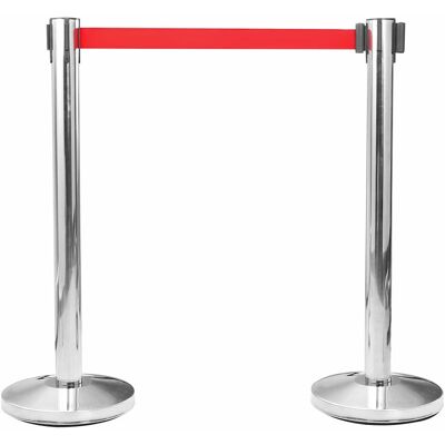 Vidaxl - Barrera De Cinta Tipo Aeropuerto Con Soportes Acero Plateado Vidaxl - Barrera De Cinta Tipo Aeropuerto Con Soportes Acero Plateado