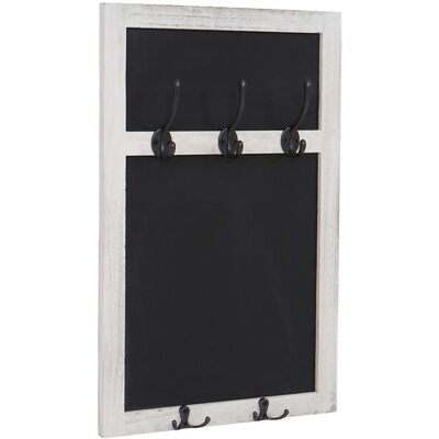 Décoshop26 - Perchero De Pared Tablero De Tiza Con 5 Ganchos 55x34cm Blanco Vintage 040000982 Décoshop26 - Perchero De Pared Tablero De Tiza Con 5 Ganchos 55x34cm Blanco Vintage 040000982