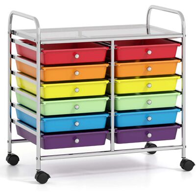 HELLOSHOP26 Carro De Almacenamiento Con Ruedas Juego De 1 64 X 38 X 62 Cm 12 Cajones Extraíbles Diseño Moderno Metal Multicolor 200011363 HELLOSHOP26 Carro De Almacenamiento Con Ruedas Juego De 1 64 X 38 X 62 Cm 12 Cajones Extraíbles Diseño Moderno Metal Multicolor 200011363