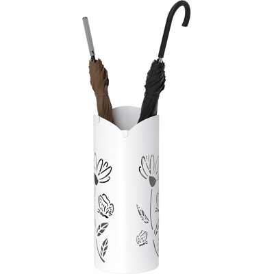 TREETALK Paragüero De Acero Con 4 Ganchos, Bandeja Recogegotas Extraíble Y Diseño Decorativo, 17 X 17 X 41 Cm, Blanco TREETALK Paragüero De Acero Con 4 Ganchos, Bandeja Recogegotas Extraíble Y Diseño Decorativo, 17 X 17 X 41 Cm, Blanco