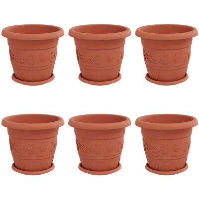 HELLOSHOP26 Juego De 6 Maceteros Cilíndricos Modernos De 26 X 21,5 Cm Con Drenaje Decoración Exterior En Plástico Rojo Ladrillo 020056118 HELLOSHOP26 Juego De 6 Maceteros Cilíndricos Modernos De 26 X 21,5 Cm Con Drenaje Decoración Exterior En Plástico Rojo Ladrillo 020056118